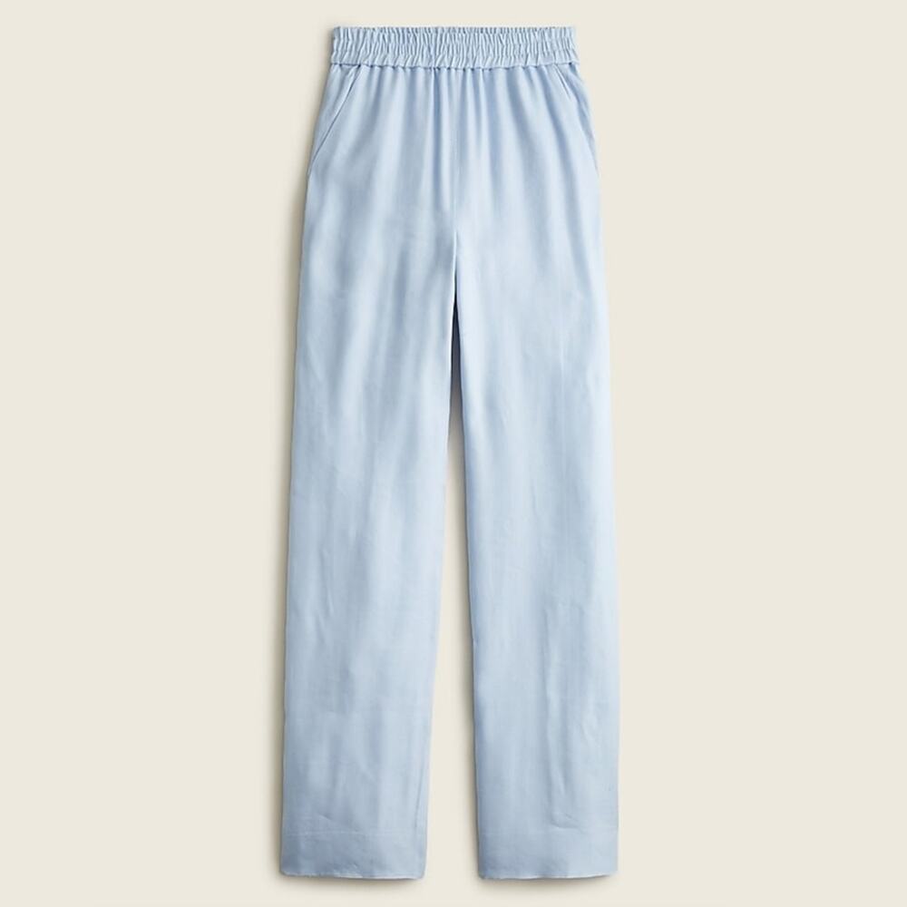 J. Crew Full-length linen-blend pant Sky Blue Size 6